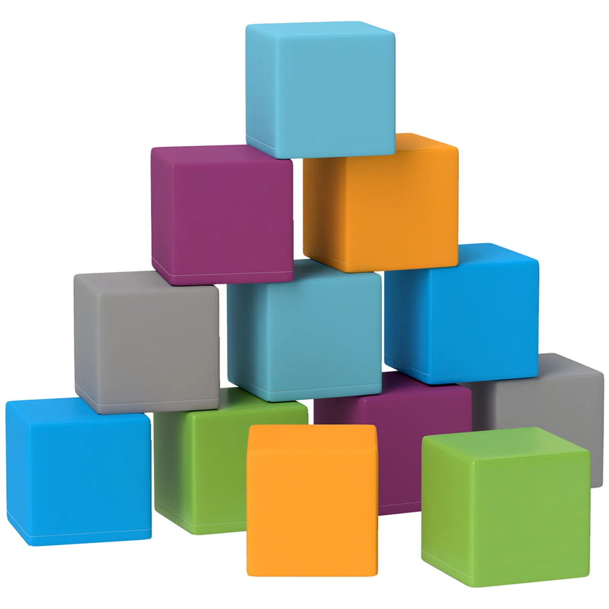 HOMCOM 12-Piece Soft Play Foam Blocks Set for Toddlers – Building and Stacking Toy for Climbing and Crawling, Grey