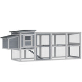 PawHut Large Chicken Coop with Covered Run, Nesting Box and Pull-Out Tray – Wooden Hen House, Asphalt Roof