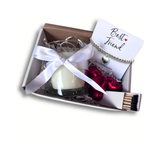 Small Best Friend Gift Hamper with Silver Heart Charm Bracelet, Vanilla Candle & Milk Chocolate Hearts