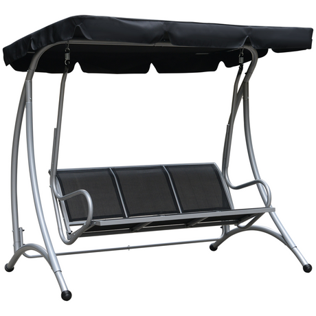 3 person steel garden swing chair with canopy