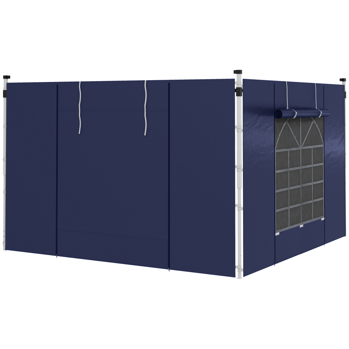 Outsunny 3x3m / 3x6m Pop Up Gazebo Side Panels, 2-Pack with Windows & Zipped Doors – Replacement Set, Blue