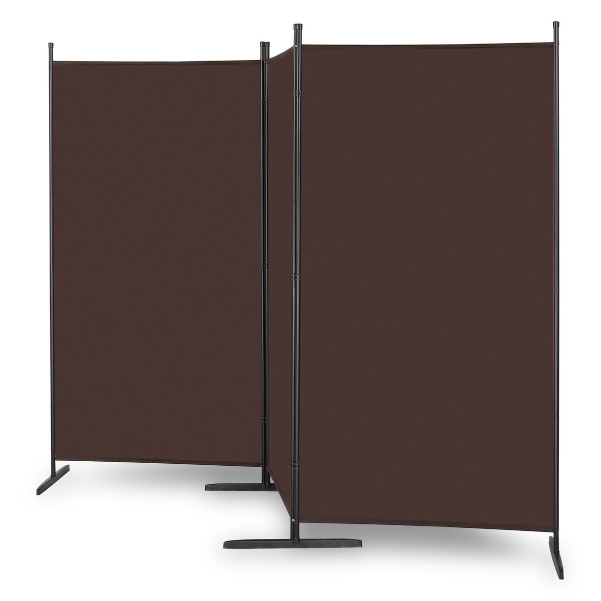 6ft 3-Panel Folding Room Divider – Polyester Fabric Privacy Screen, Steel Frame, Brown