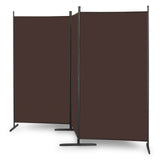 6ft 3-Panel Folding Room Divider – Polyester Fabric Privacy Screen, Steel Frame, Brown