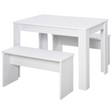 HOMCOM white dining table with benches