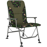 Outsunny Reclining Camping Chair with Padded Seat & Wide Armrests – Folding Fishing Chair, Camouflage