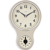 Acctim Kitchen Time 20cm Timer Quartz Retro Style Domed Glass Lens Cream Wall Clock