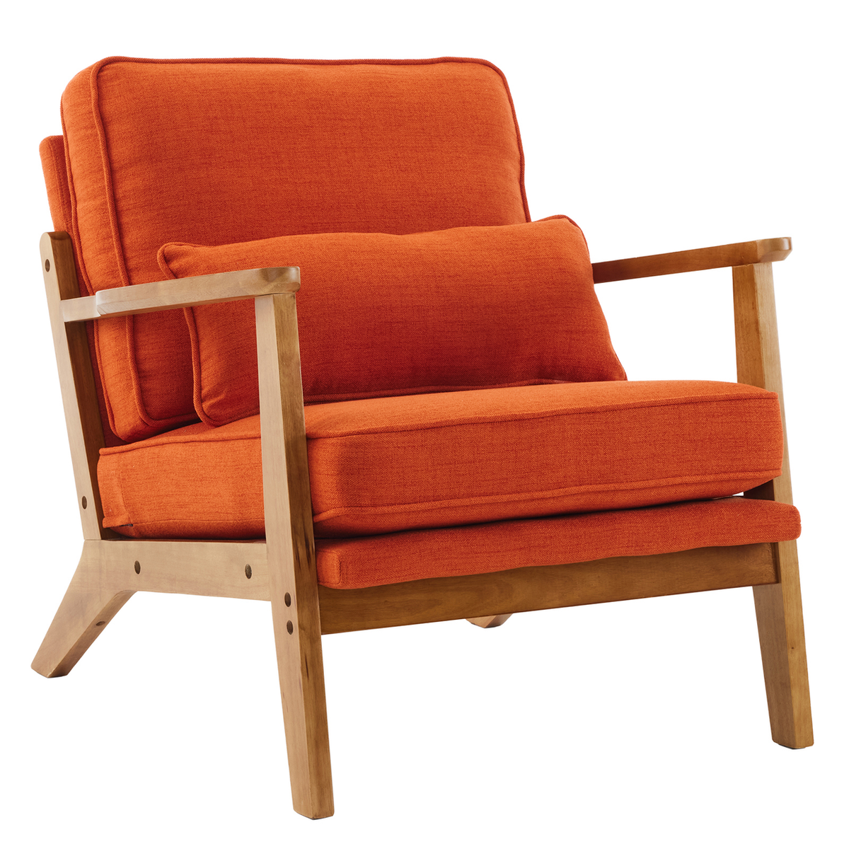 Mid-century oak accent chair in burnt orange