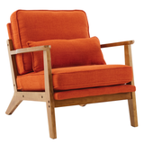 Mid-century oak accent chair in burnt orange
