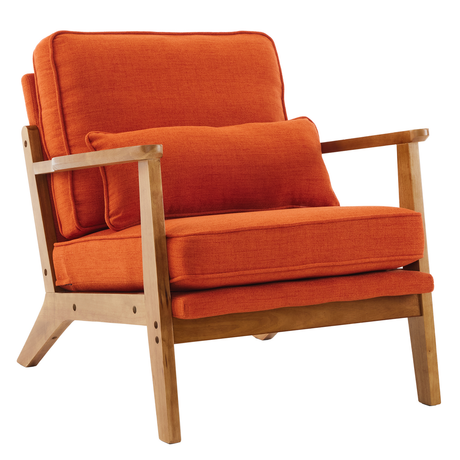 Mid-century oak accent chair in burnt orange