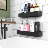 Vinsani 2 Piece Black Stainless Steel Shower Caddy Set – Adhesive No-Drill Bathroom Shelves, Rustproof