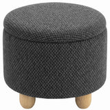 HOMCOM Round Storage Ottoman with Reversible Lid and Rubberwood Legs – 19L Footstool Bench, Dark Grey