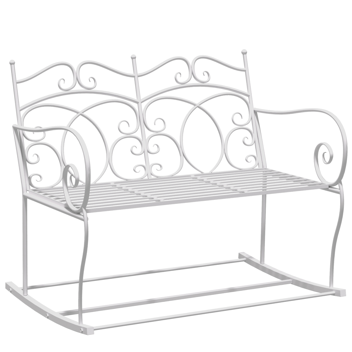 Outsunny 2-Seat Metal Rocking Bench with Armrests – Powder-Coated Patio Chair, Antique Park Style