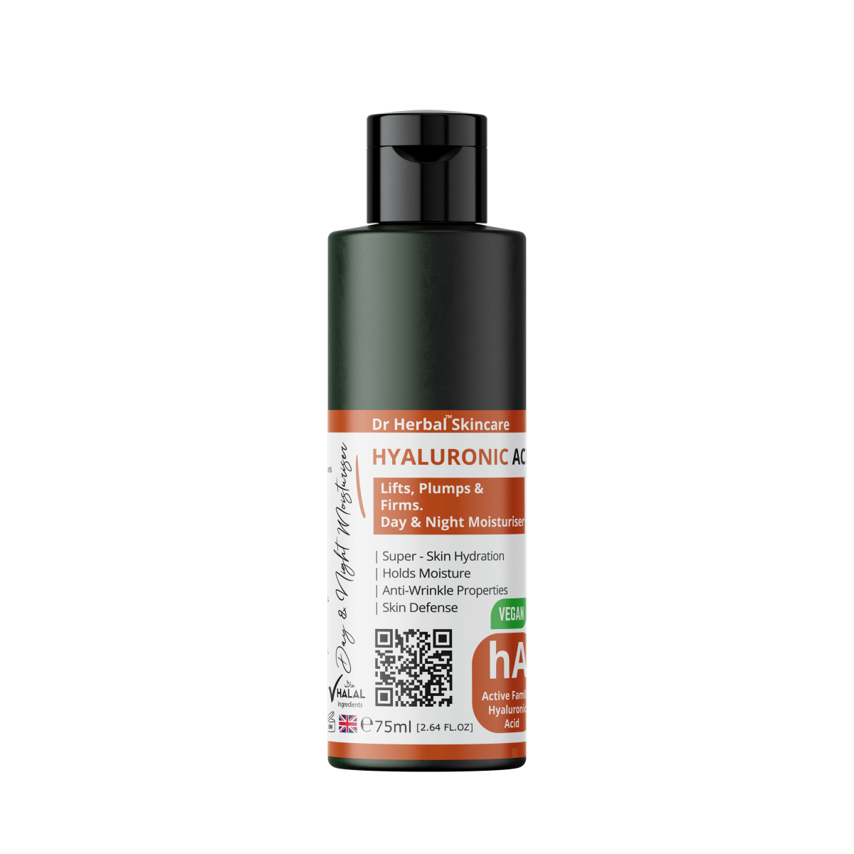 DR HERBAL Day and Night Moisturiser 75ml with Hyaluronic Acid and Coconut – Hydrating Face Cream