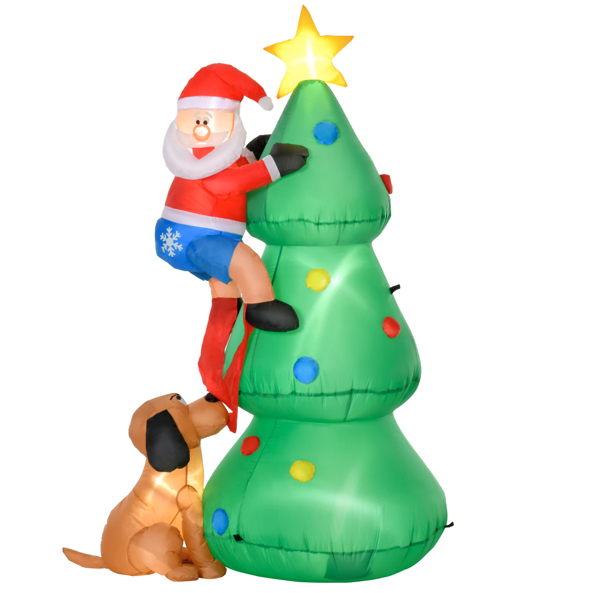 1.8m Inflatable Christmas Tree with Santa Claus & Dog, LED Lights – Self-Inflating Indoor & Outdoor Decoration