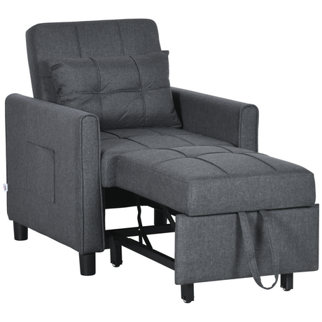 HOMCOM grey pull-out chair bed