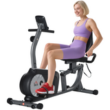 HOMCOM Semi-Recumbent Exercise Bike with LCD Display & Quiet 8-Level Magnetic Resistance – Adjustable Seat, Grey