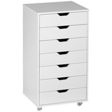 Vinsetto Mobile Filing Cabinet with 7 Drawers and Lockable Wheels – Office Storage, White