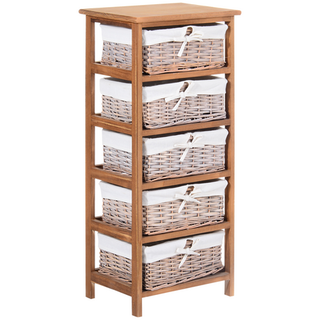 5-drawer unit with wicker baskets