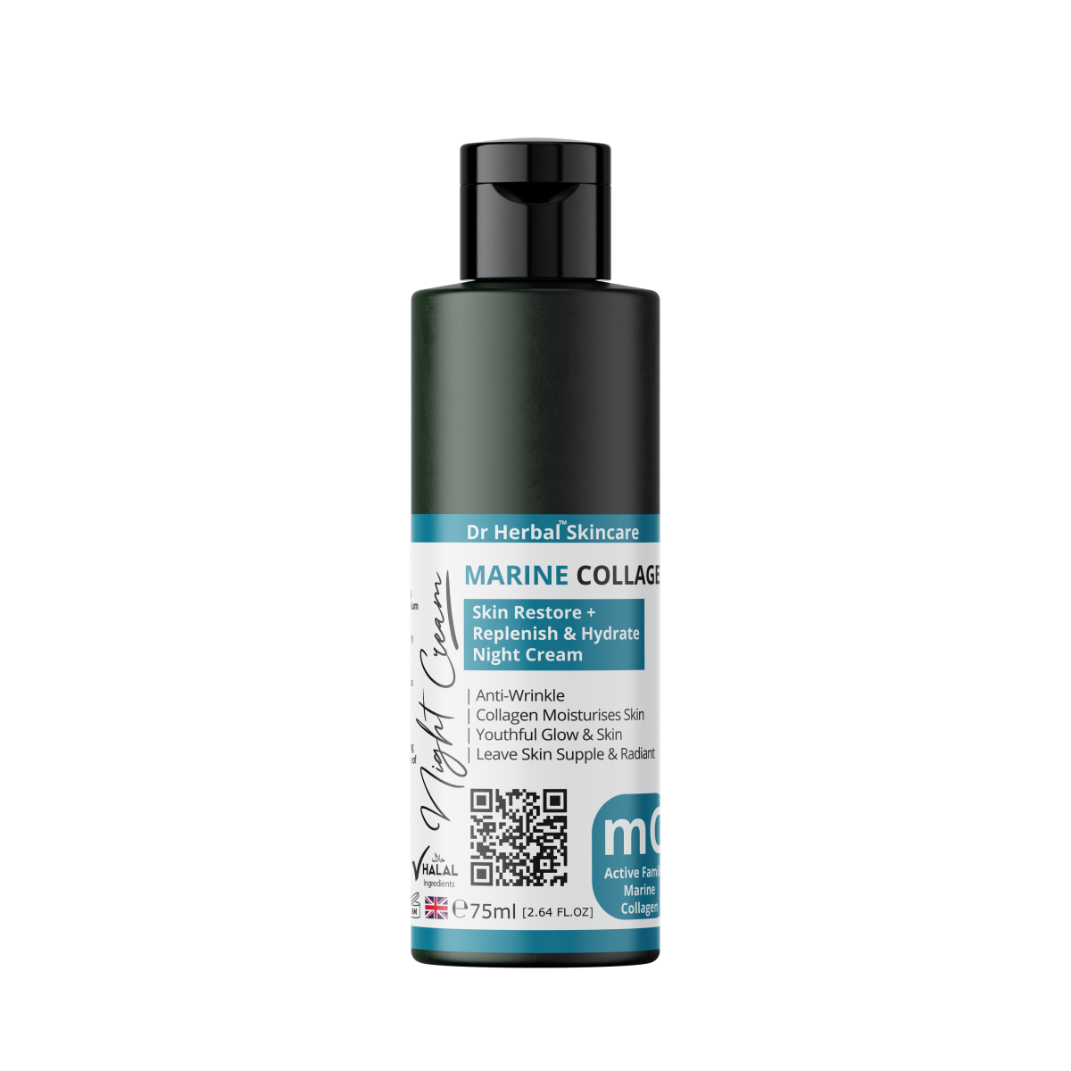DR HERBAL Night Cream 75ml with Marine Collagen, Caviar & Tiare Flower – Overnight Hydrating Skincare