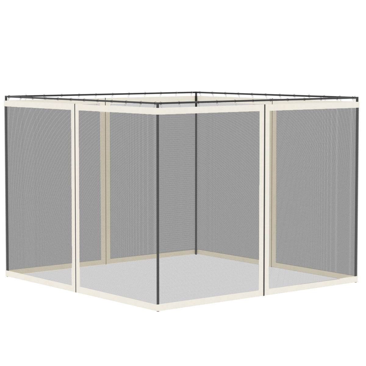 Outsunny Four-Panel Gazebo Replacement Screen with Zip Closure – Polyester & Nylon Mesh Insect Protection