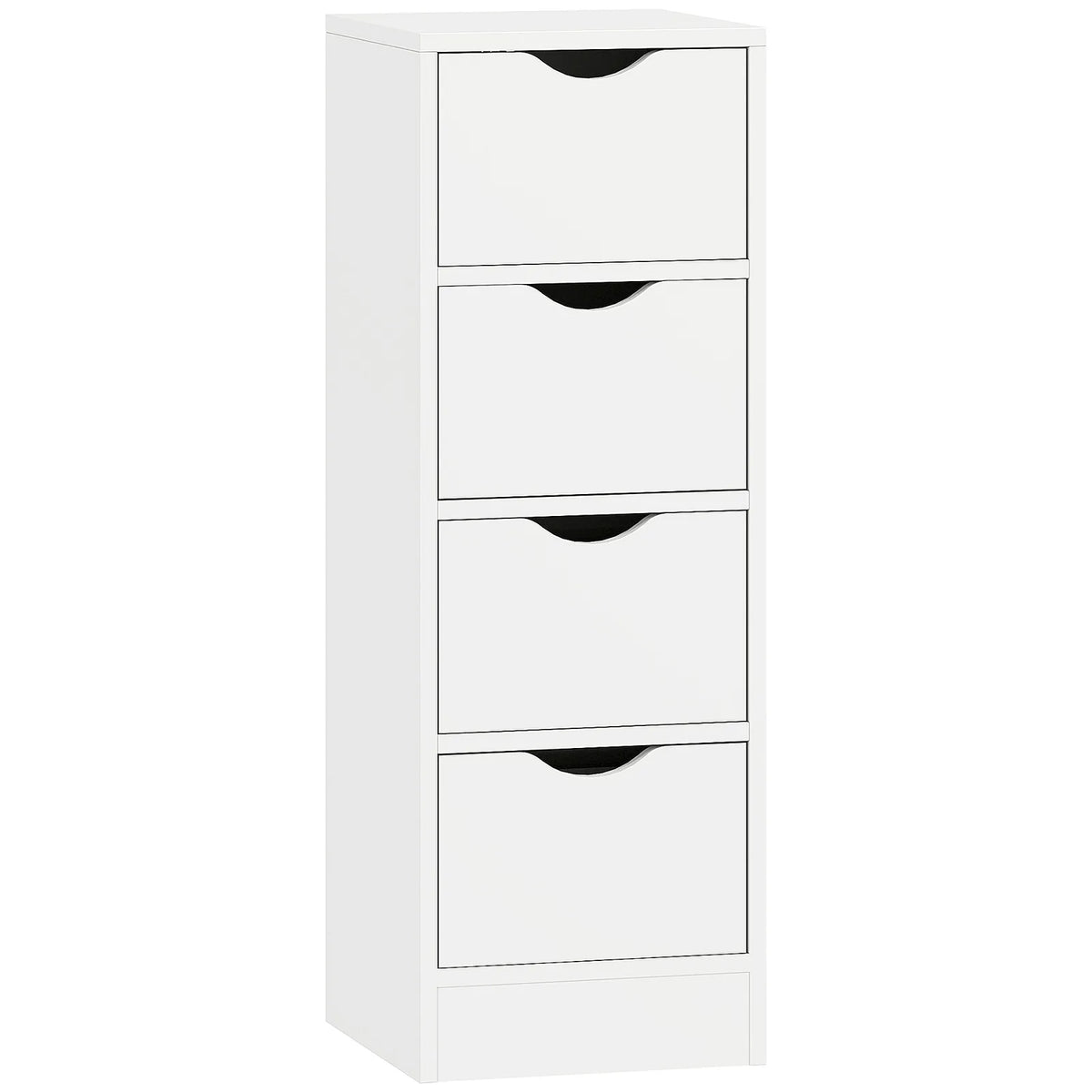 HOMCOM 4-Drawer Narrow Bathroom Cabinet, Freestanding Storage Unit with Groove Handles for Small Spaces, White