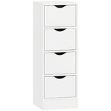 HOMCOM 4-Drawer Narrow Bathroom Cabinet, Freestanding Storage Unit with Groove Handles for Small Spaces, White