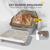 Cat Litter Box with High Sides, Stainless Steel Tray & Scoop – Anti-Splash Litter Tray, Charcoal Grey