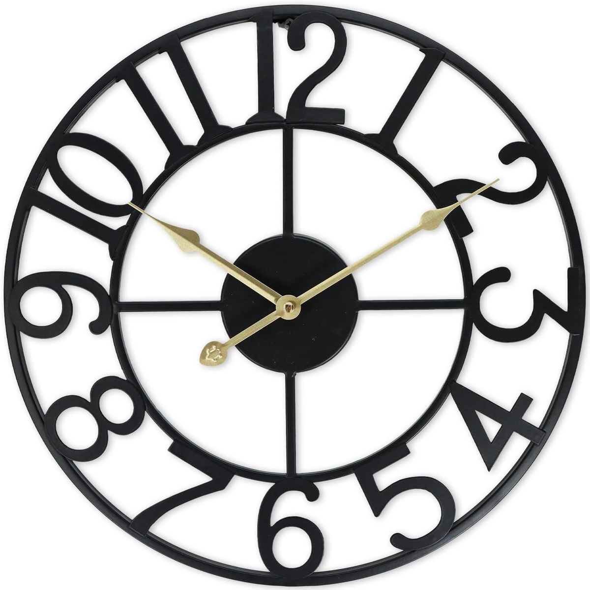 40cm Metal Wall Clock with Bold Numbers & Gold Hands – Modern Open-Face Home Décor