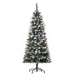 5ft pencil Christmas tree with berries and pinecones