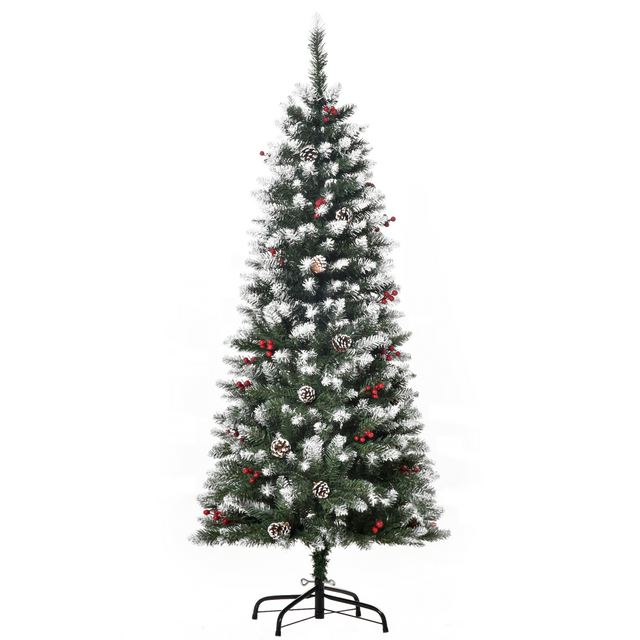 5ft pencil Christmas tree with berries and pinecones