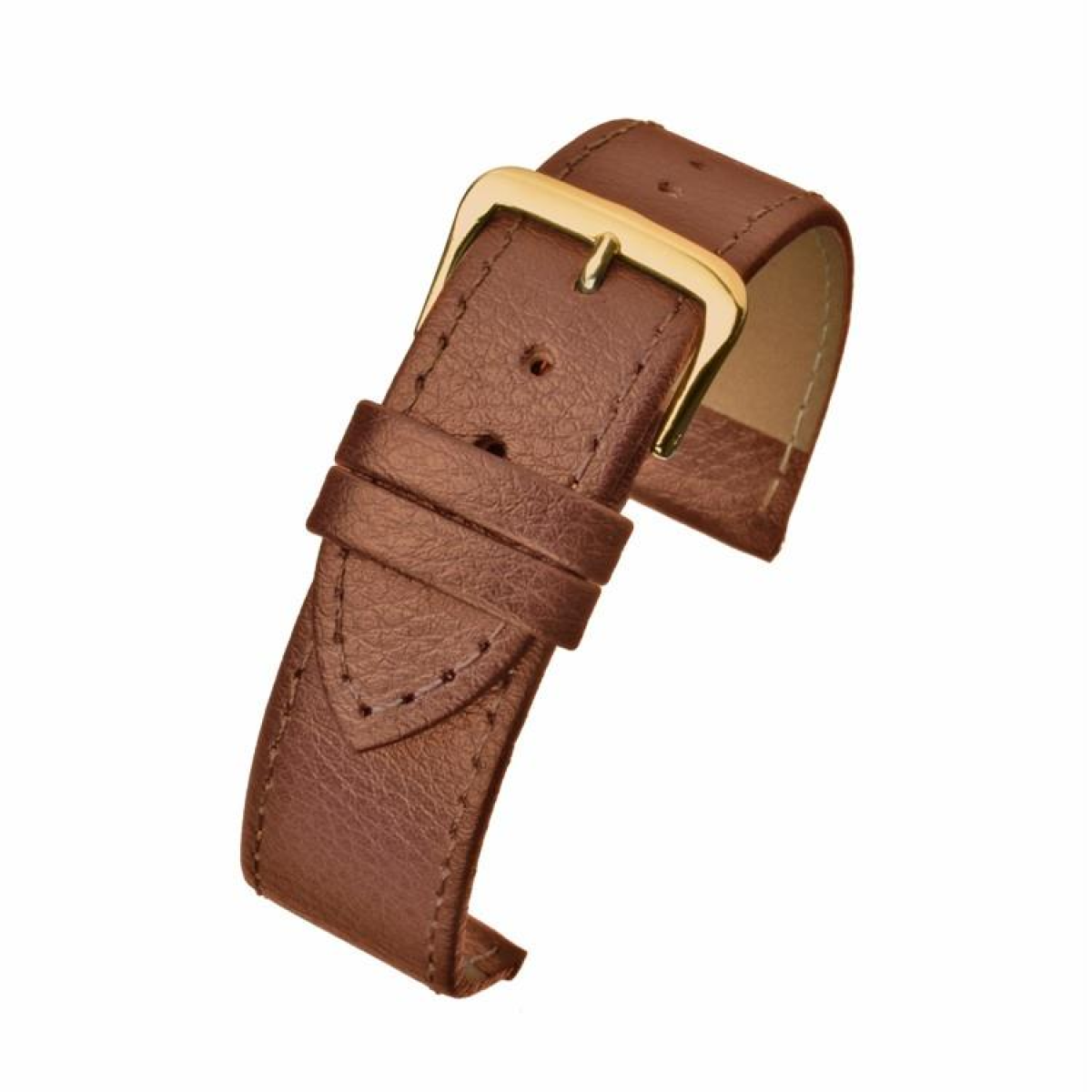 Brown Buffalo Grain Leather Watch Strap, 26mm – Stitched Edge