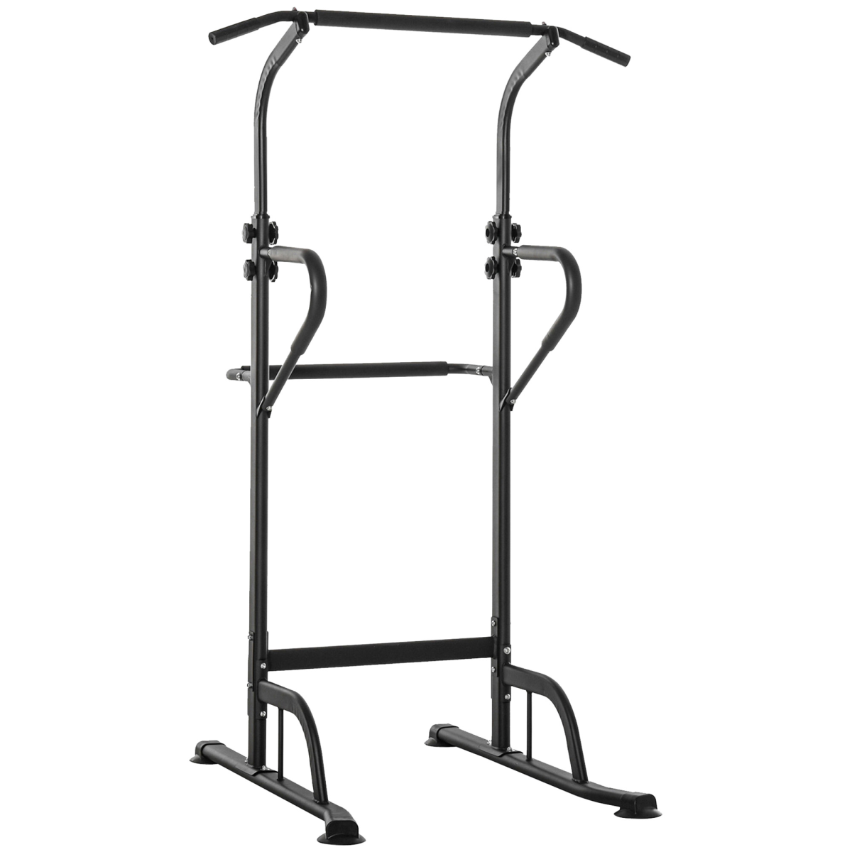 HOMCOM Power Tower Dip Station with Pull Up Bar, 5 Height Levels – Freestanding Home Gym Push Up Equipment