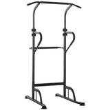 HOMCOM Power Tower Dip Station with Pull Up Bar, 5 Height Levels – Freestanding Home Gym Push Up Equipment
