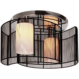 HOMCOM Flush Mount Chandelier with 2 Crescent Wire Shades and Glass Lightshades – Modern Ceiling Light