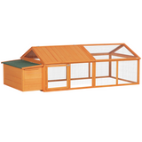 PawHut Wooden Chicken Run with Nesting Box & Openable Roof for 4-8 Chickens or Ducks – Poultry Run, Orange