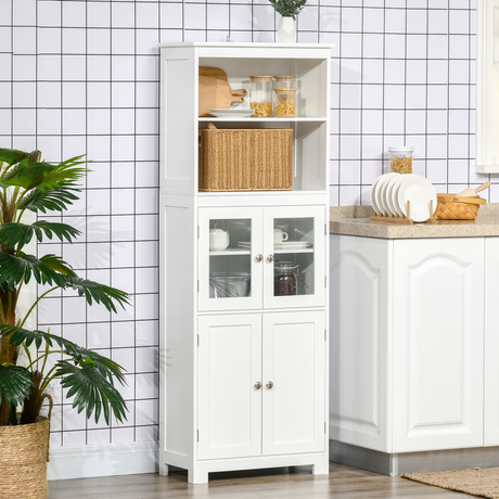 Kitchen cabinet with open shelves and doors
