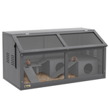 PawHut Wooden Hamster Cage with Suspension Bridge, Ladders, Hut and Openable Top – Small Pet Habitat, Grey