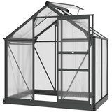Outsunny 6 x 4ft Walk-In Polycarbonate Greenhouse with Aluminium Frame & Sliding Door – Garden Grow House