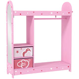 AIYAPLAY Kids Clothes Rail Wardrobe with Mirror, Shelves, Fabric Storage Boxes and Hooks – Bedroom and Nursery Storage, Pink
