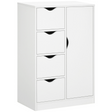 White storage cabinet with four drawers and shelf