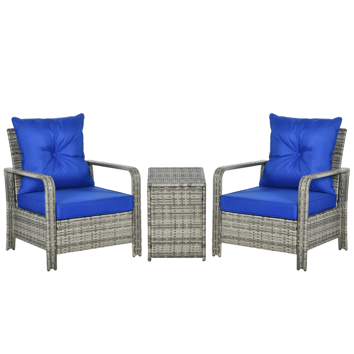 Outsunny Mixed Grey Rattan Garden Sofa Set - front view