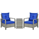 Outsunny Mixed Grey Rattan Garden Sofa Set - front view