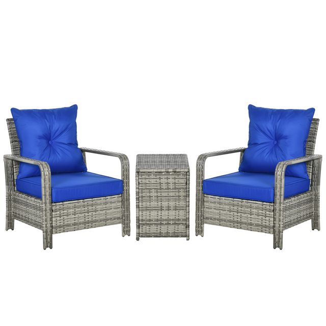 Outsunny Mixed Grey Rattan Garden Sofa Set - front view