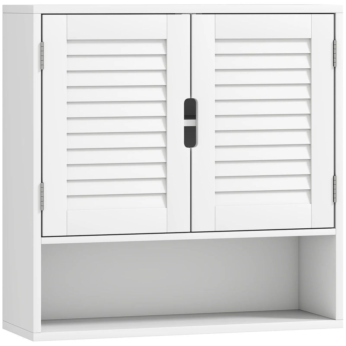 HOMCOM Wall Mounted Bathroom Cabinet with Adjustable Shelves – 60 cm Louvred Door Storage, White