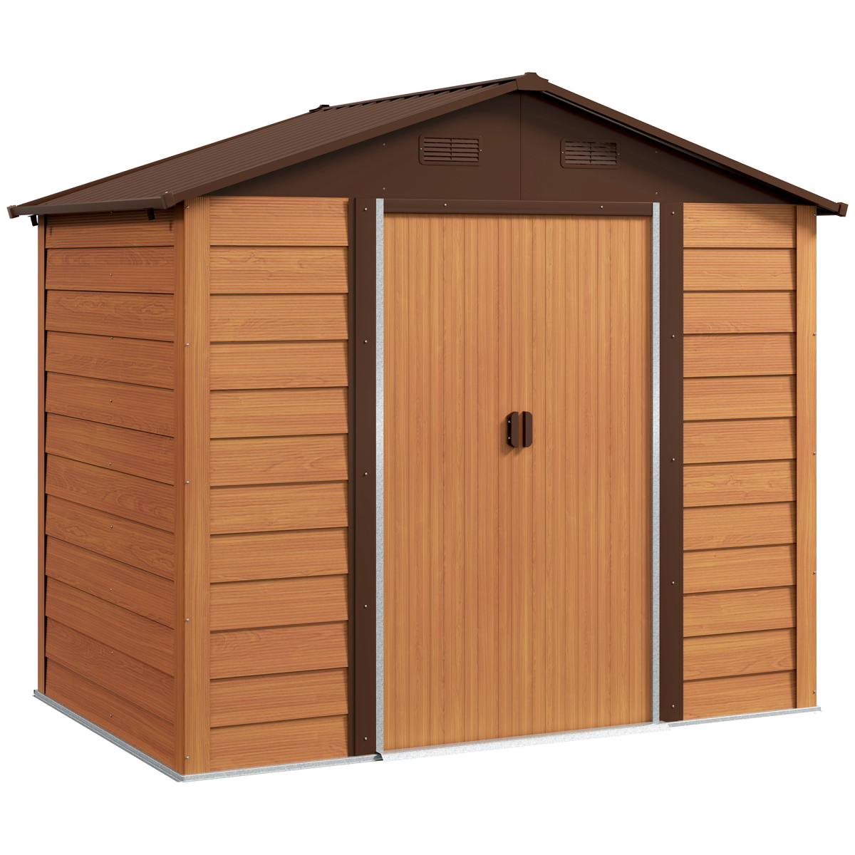 Outsunny 7.7 x 6.4ft Garden Shed with Lockable Sliding Door & Vents – Tool and Bike Storage, Brown
