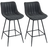 HOMCOM Set of 2 PU Leather Swivel Bar Stools with Channel Stitching – Kitchen Breakfast Bar, Black