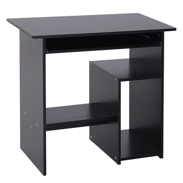 Compact black computer desk