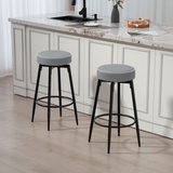 Set of 2 Swivel Bar Stools with Faux Leather Padded Seats & Footrests – Kitchen Counter Stools, Grey