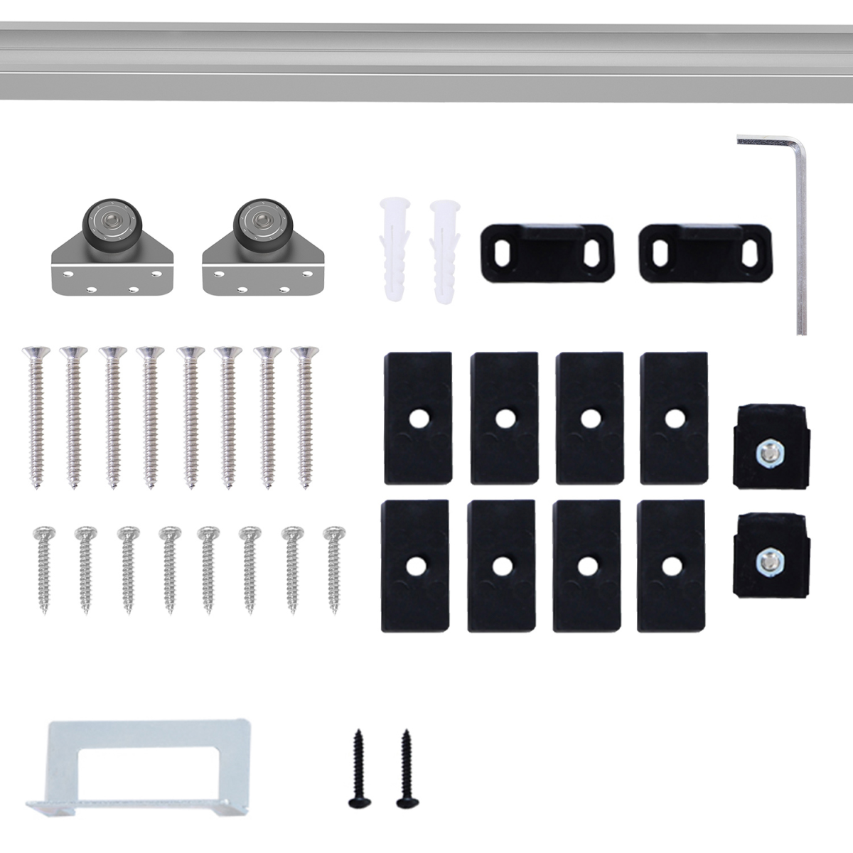 HOMCOM Sliding Barn Door Hardware Kit, 6ft/1860mm Track – Metal Gear Set for Single Doors up to 35kg