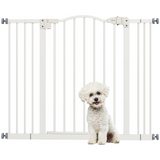PawHut Adjustable Metal Pet Gate, 74–100cm Safety Barrier with Auto-Close Door – Dog Stair Gate, White